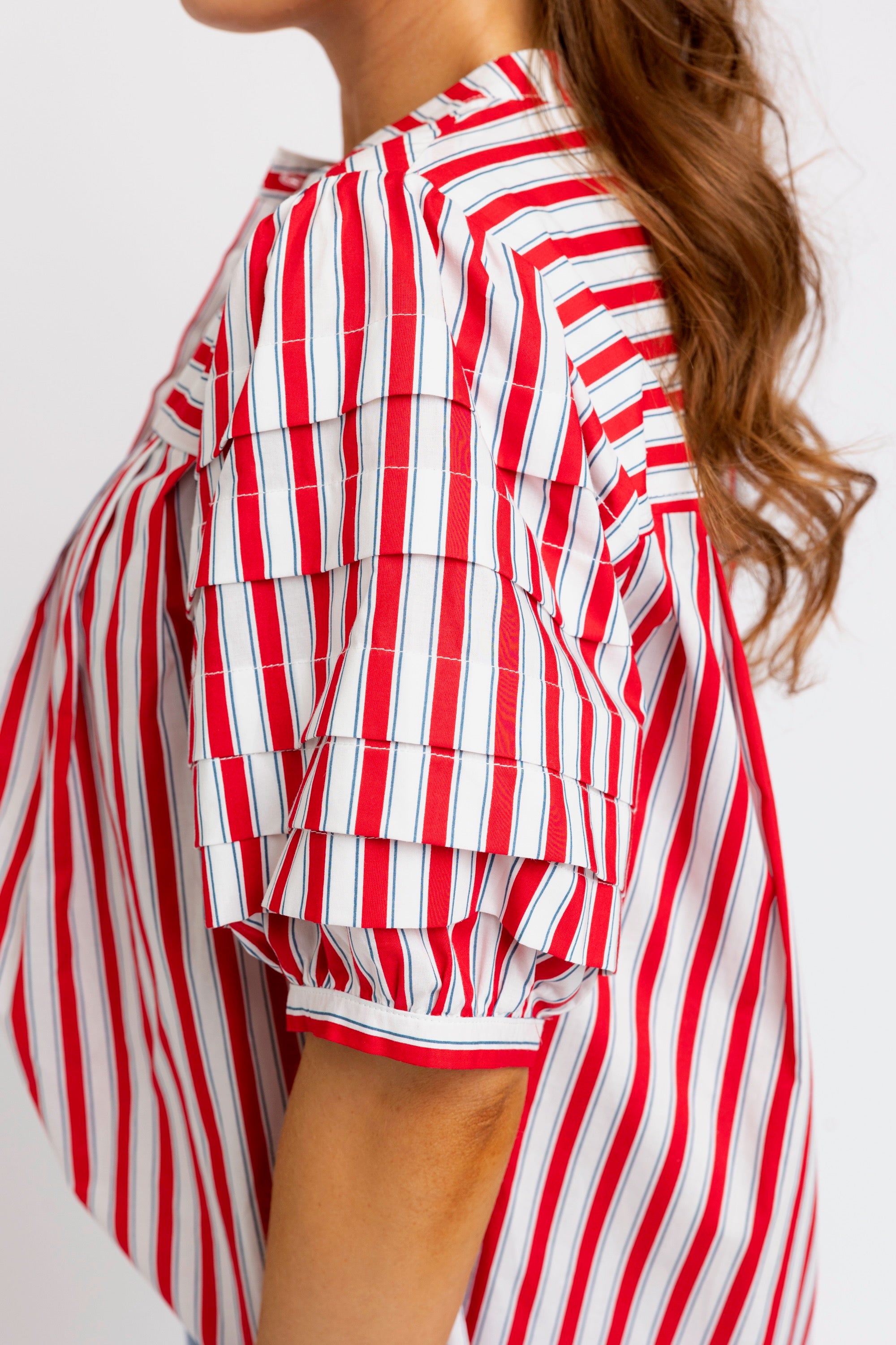 Stripe "America" Pleat SLV Top