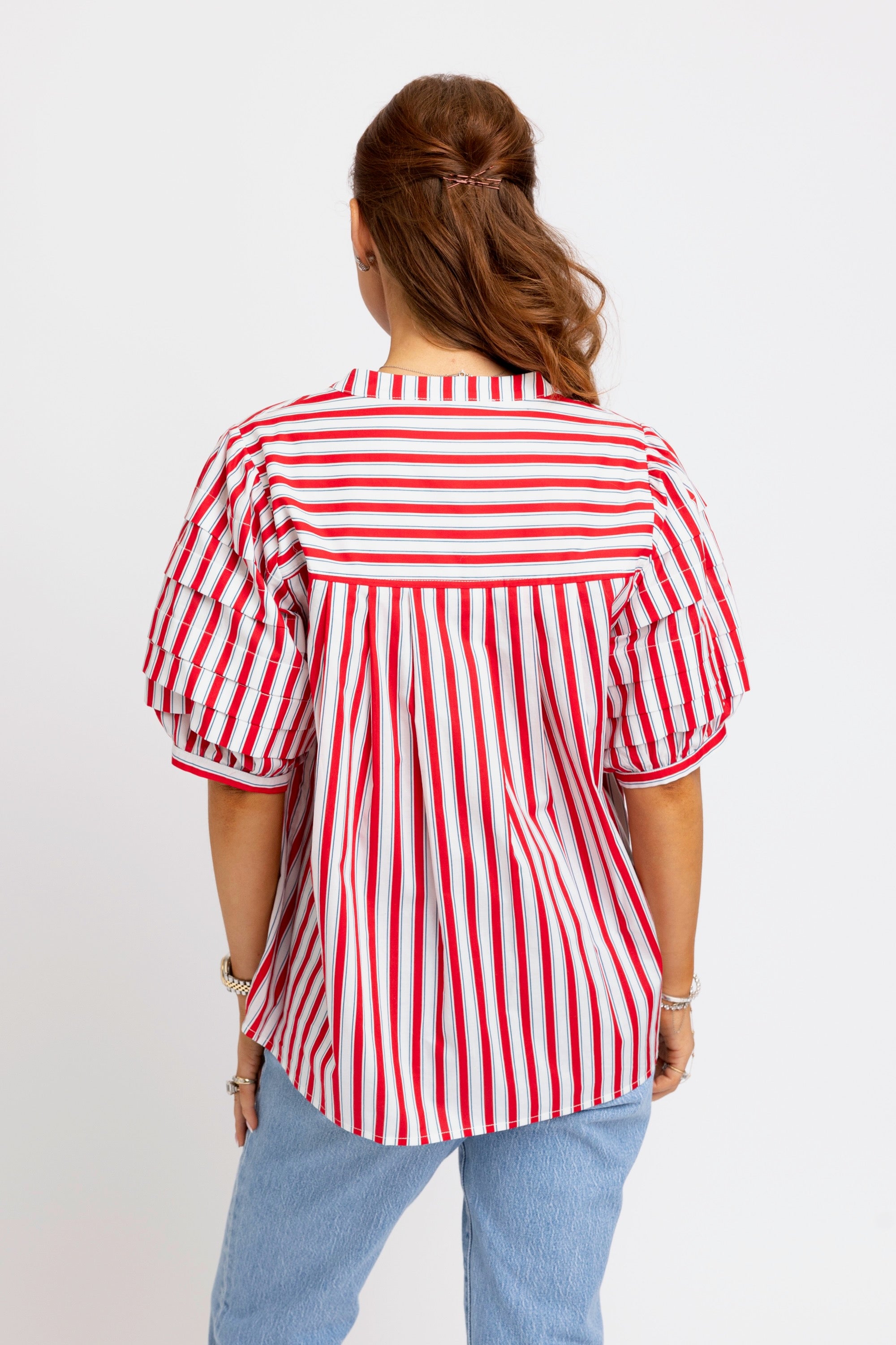 Stripe "America" Pleat SLV Top