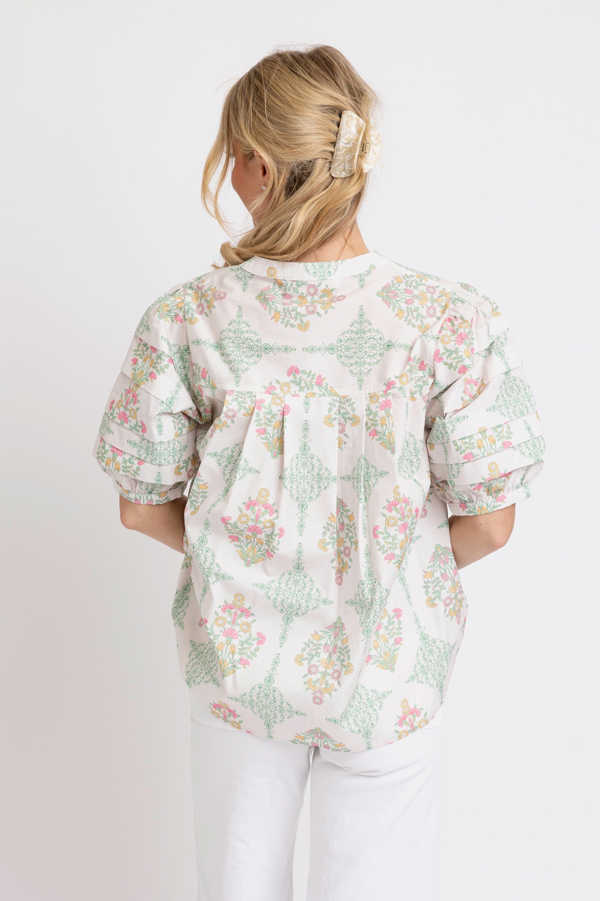 Vintage Floral Pleat SLV Top