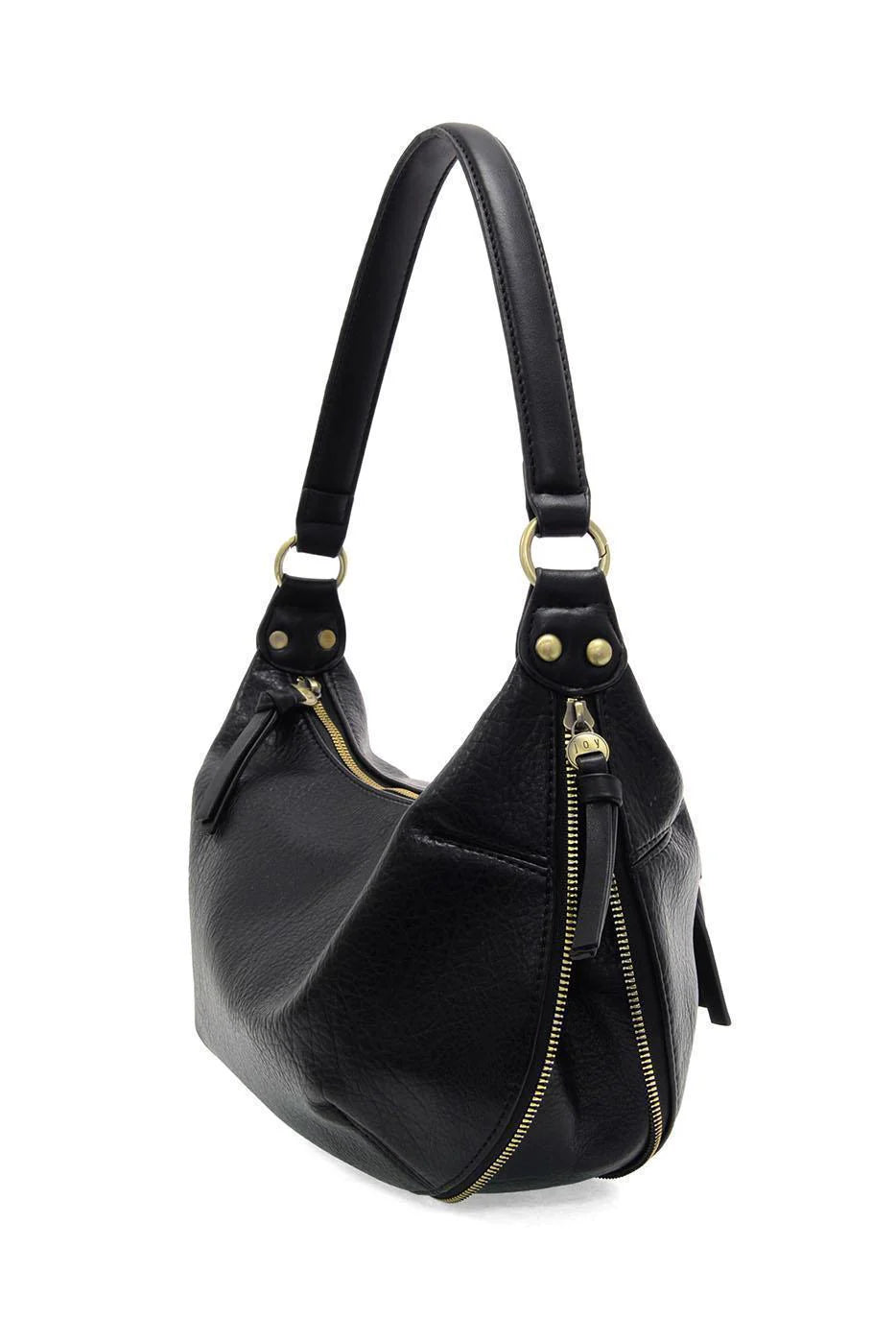 Black Yvette Expandable Zip Hobo/ Crossbody