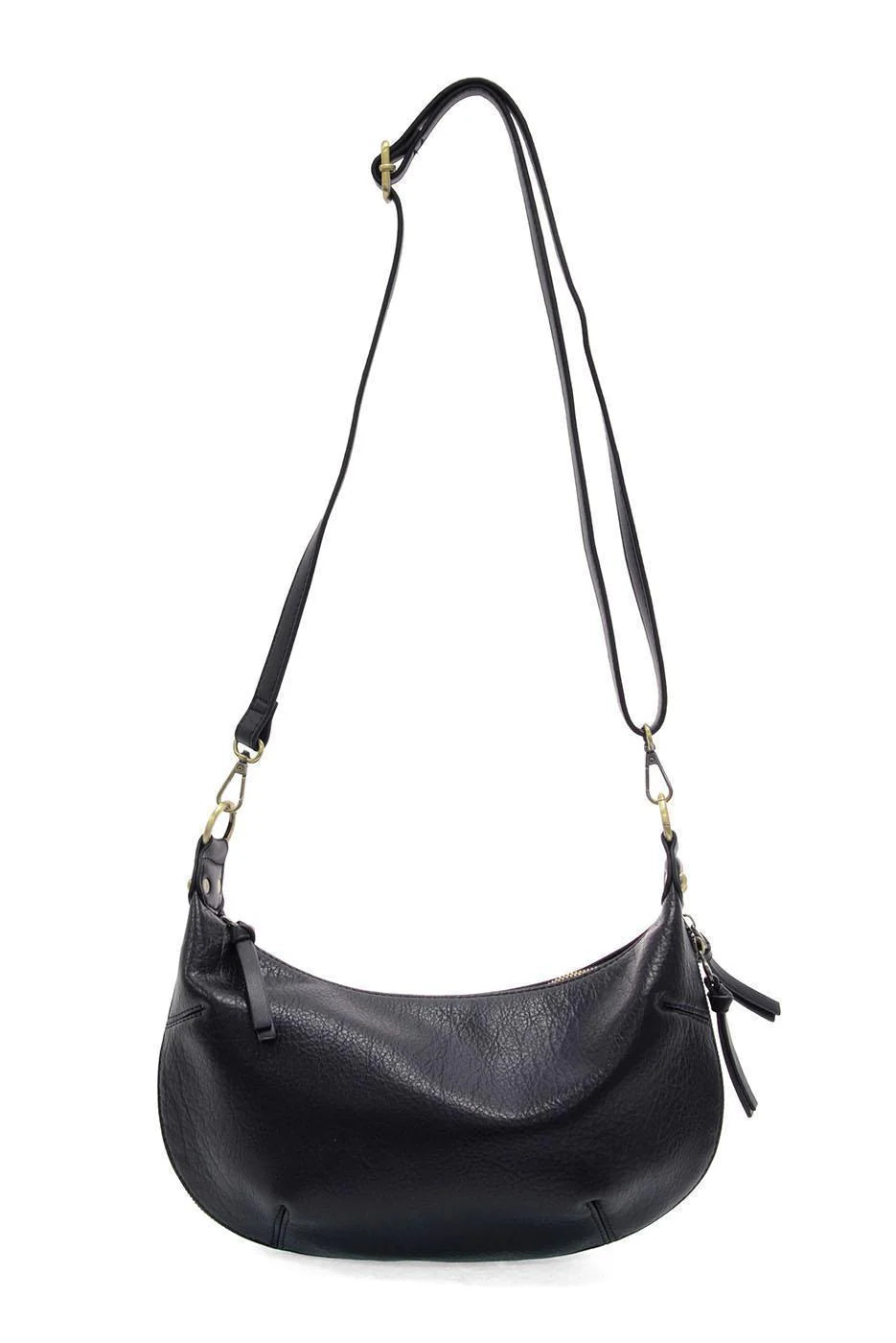 Black Yvette Expandable Zip Hobo/ Crossbody