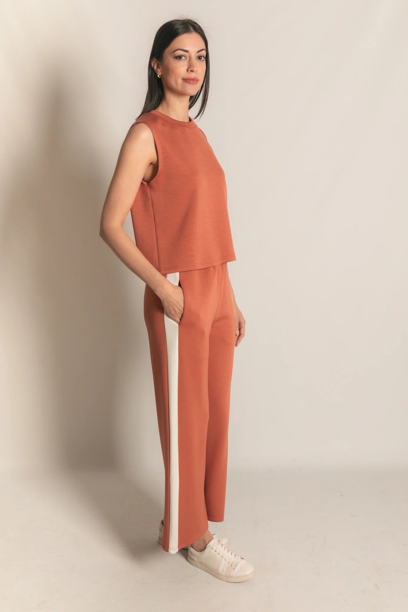 P. Cill Butter Modal Round Neck Sleeveless Top