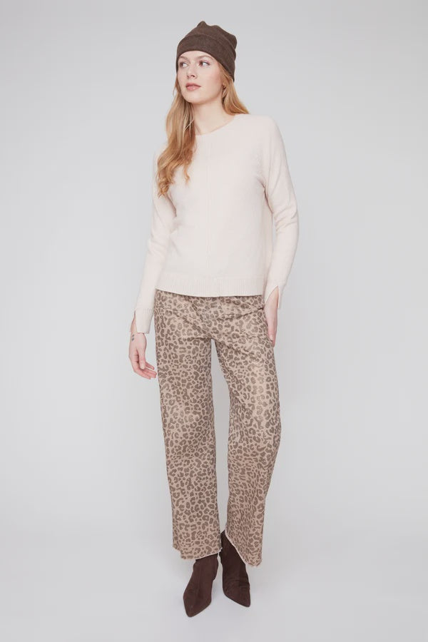 Foil Animal Print Wide-Leg Pants