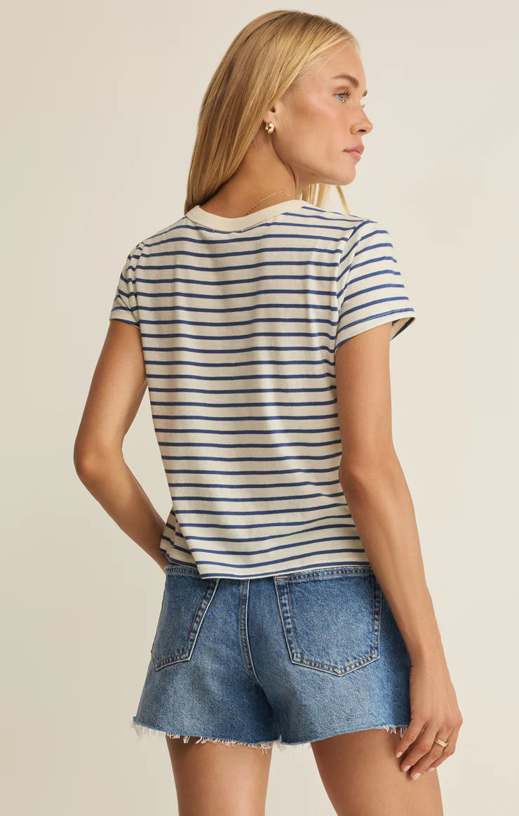 Junie Striped Tee True Navy