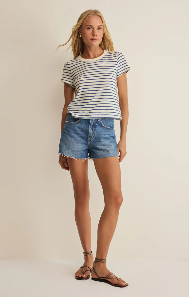 Junie Striped Tee True Navy