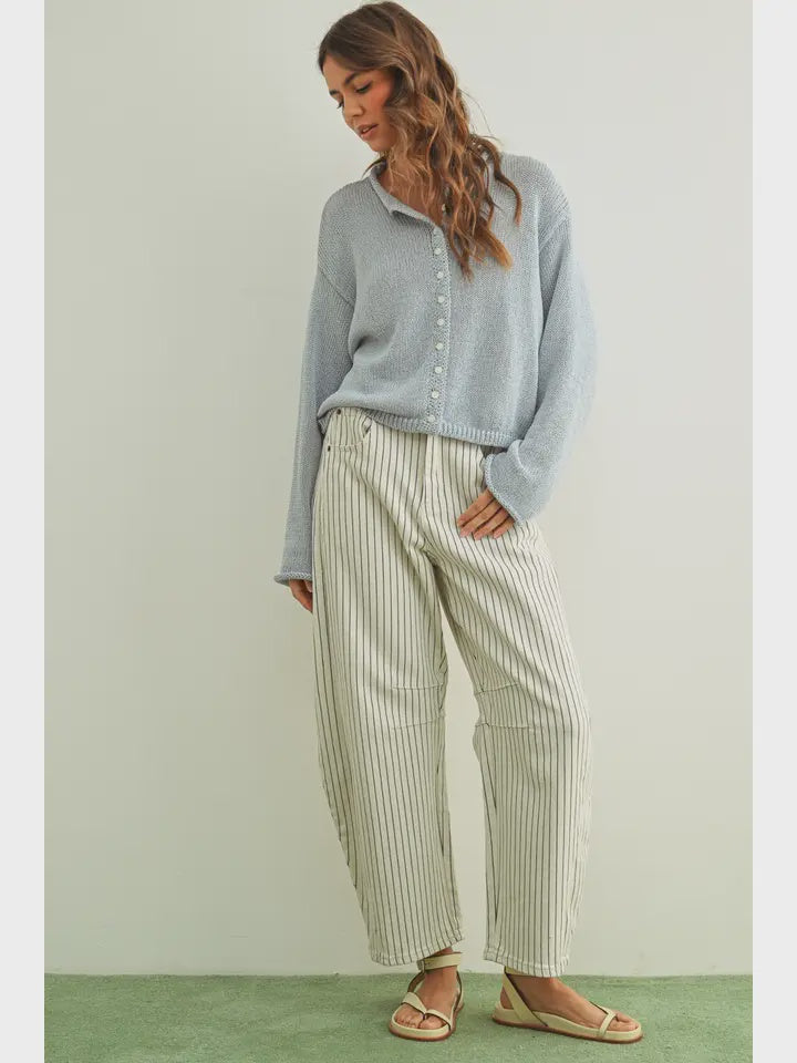 Pinstriped Pattern Barrel Pants