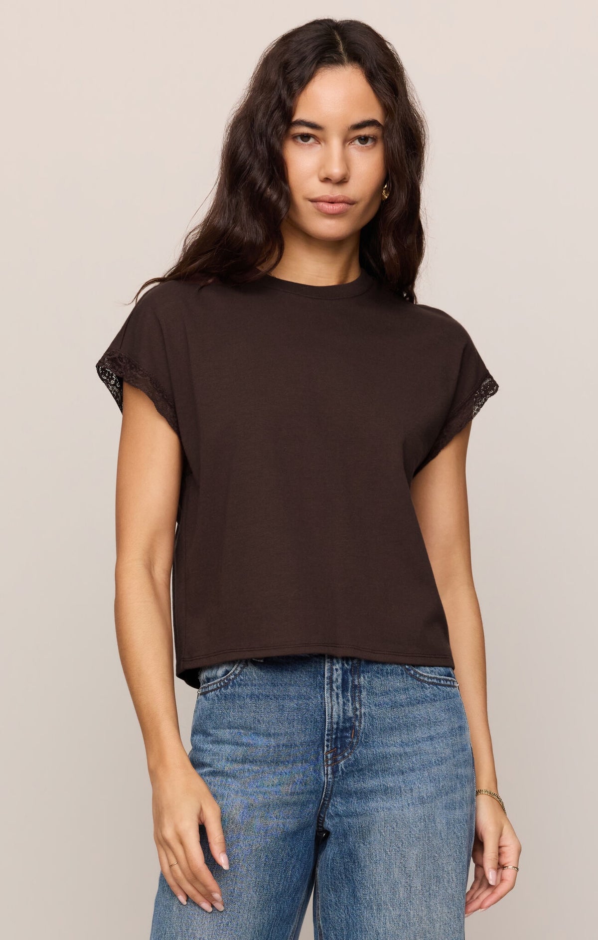 MARIKA LACE TRIM MUSCLE TEE