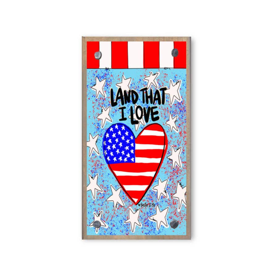 Land That I Love Heart Driftwood Happy Block