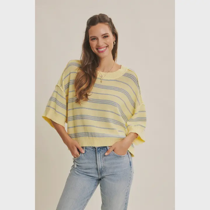 Boxy Stripe Sweater with Drop Shoulders