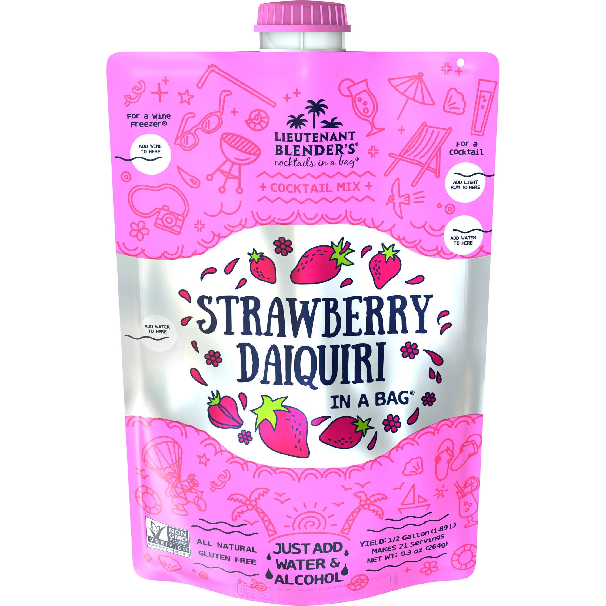 Strawberry Daiquiri in a Bag Cocktail/Mocktail Slushie Mixer