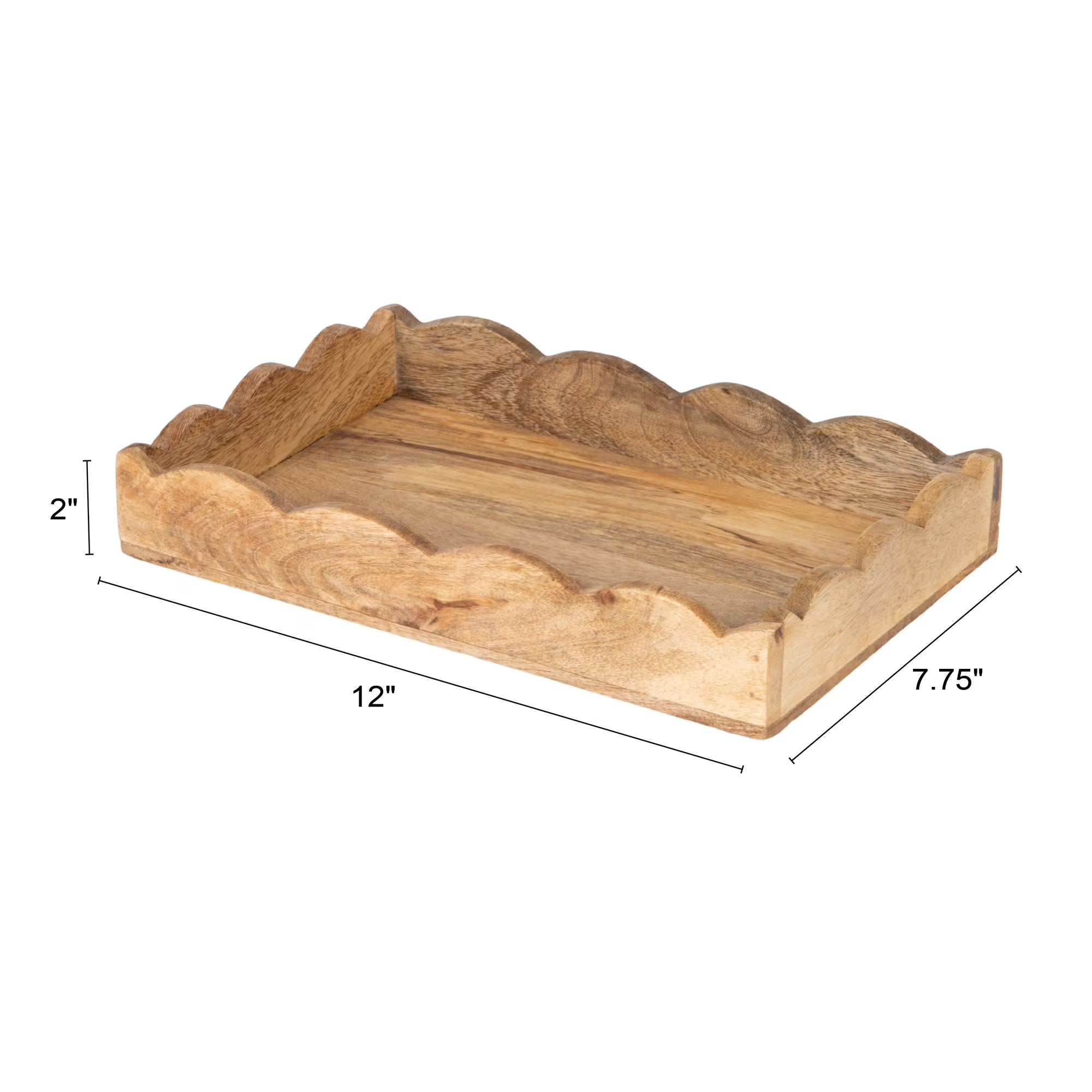 Mango Wood Scalloped Tray, Natural