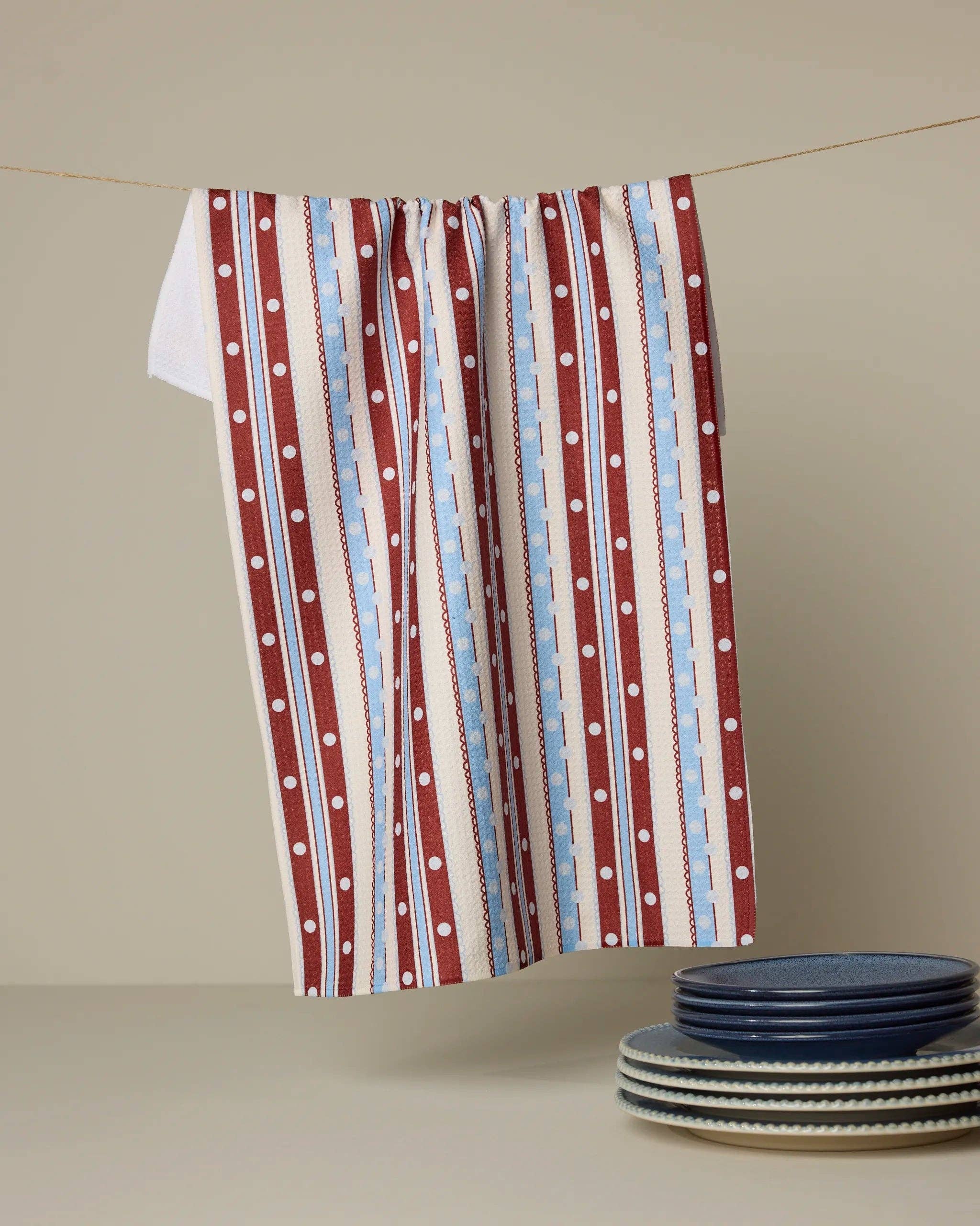 Blue Skies Stripes Tea Towel