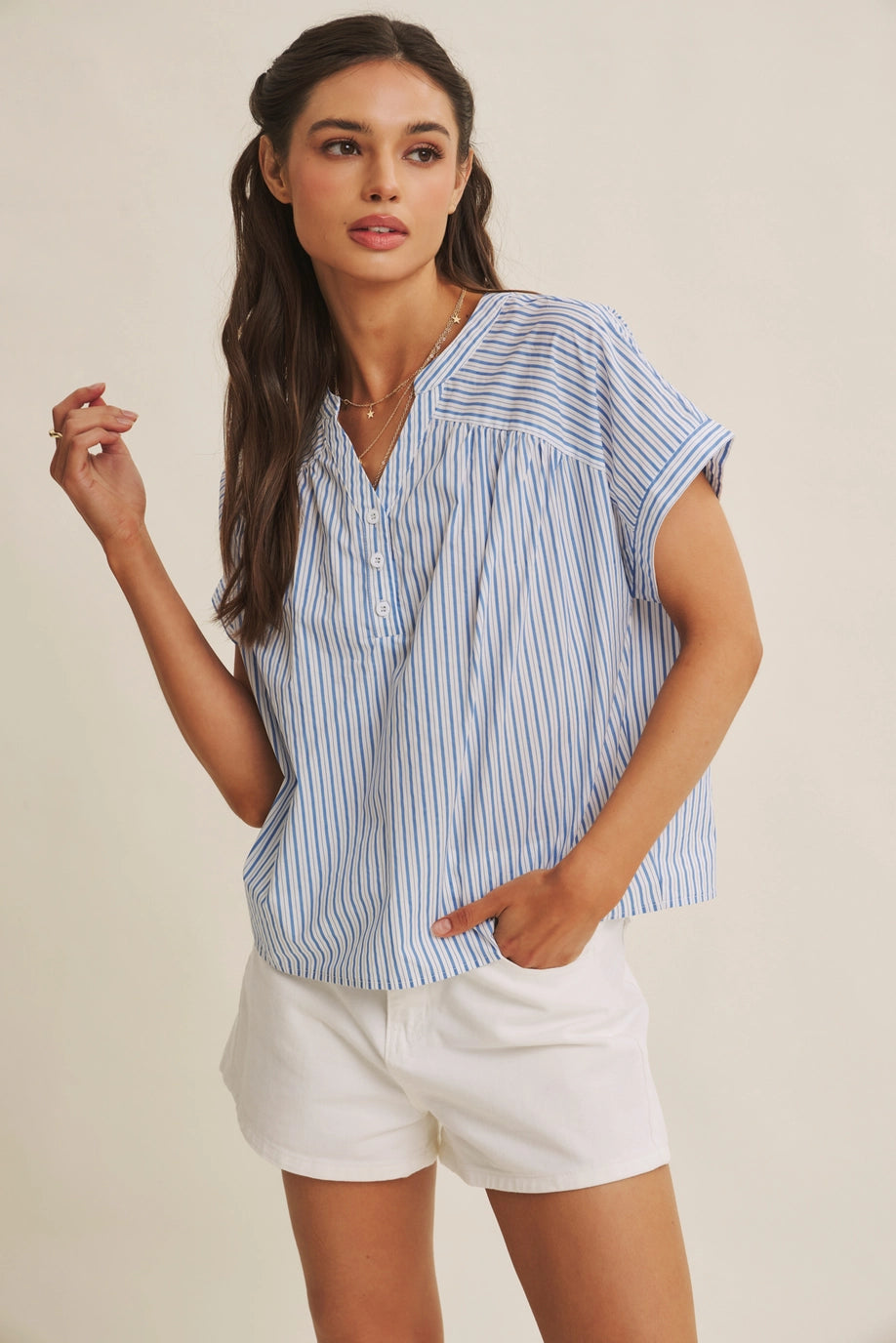 Stripe Drop Shoulder Blouse