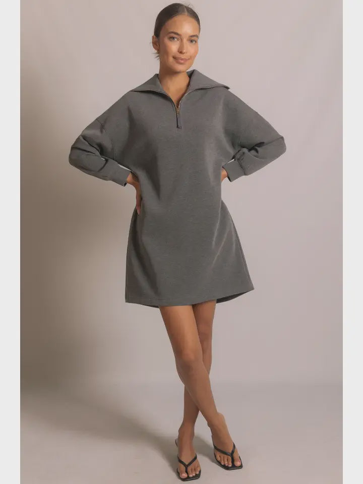 P. Cill Butter Modal Quarter Zip Long Sleeve Dress