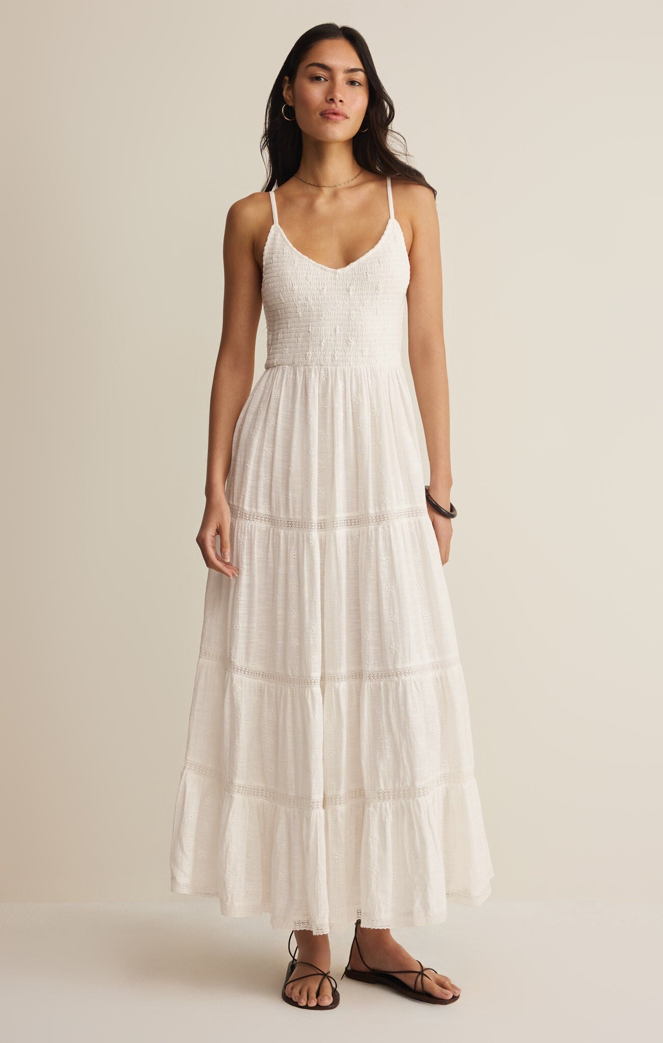 Behati Eyelet Midi Dress White