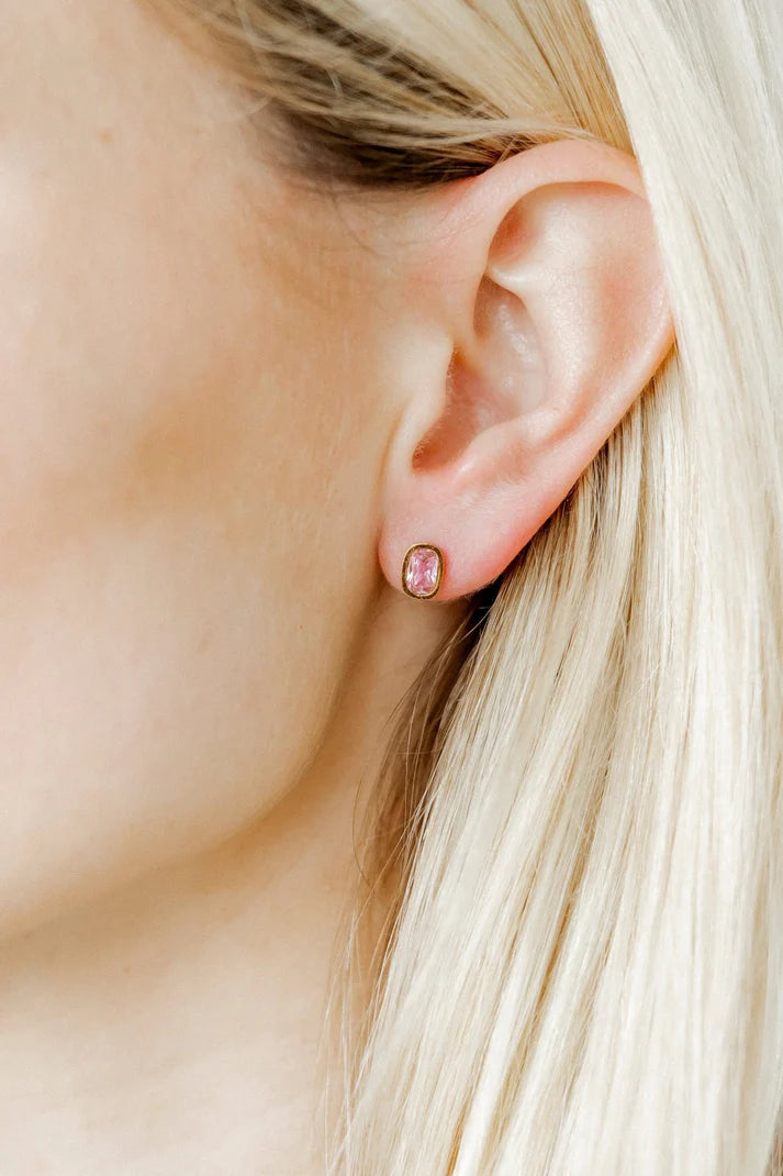 Screwback Stud Earrings- Kay Pink
