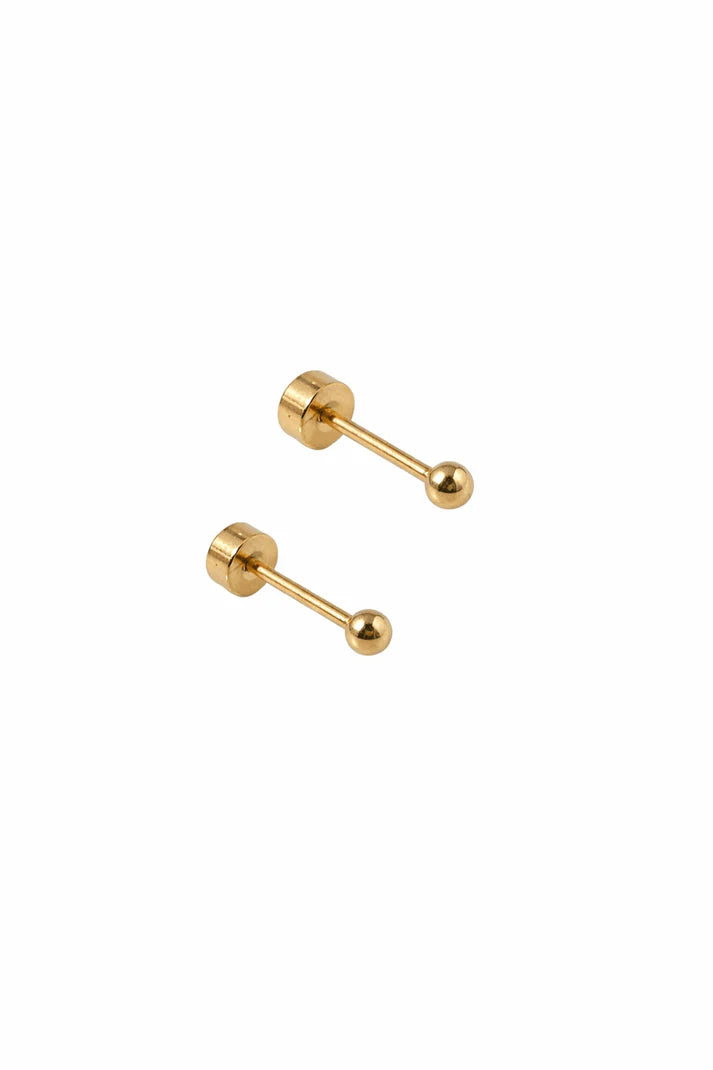 Screwback Stud Earrings- Micro Evelyn Gold