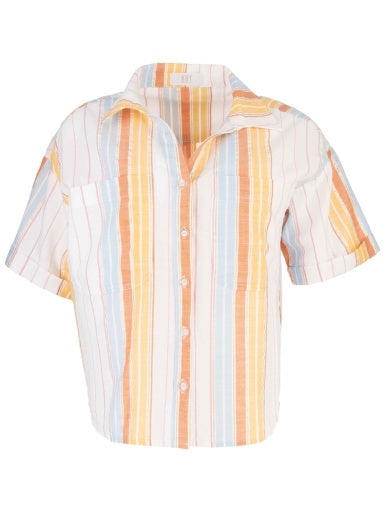 BRIANNA - BOXY BTN FT SHIRT W/ SHORT SLV & POCKET