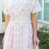 French Floral Shirt Dress W/ Piping